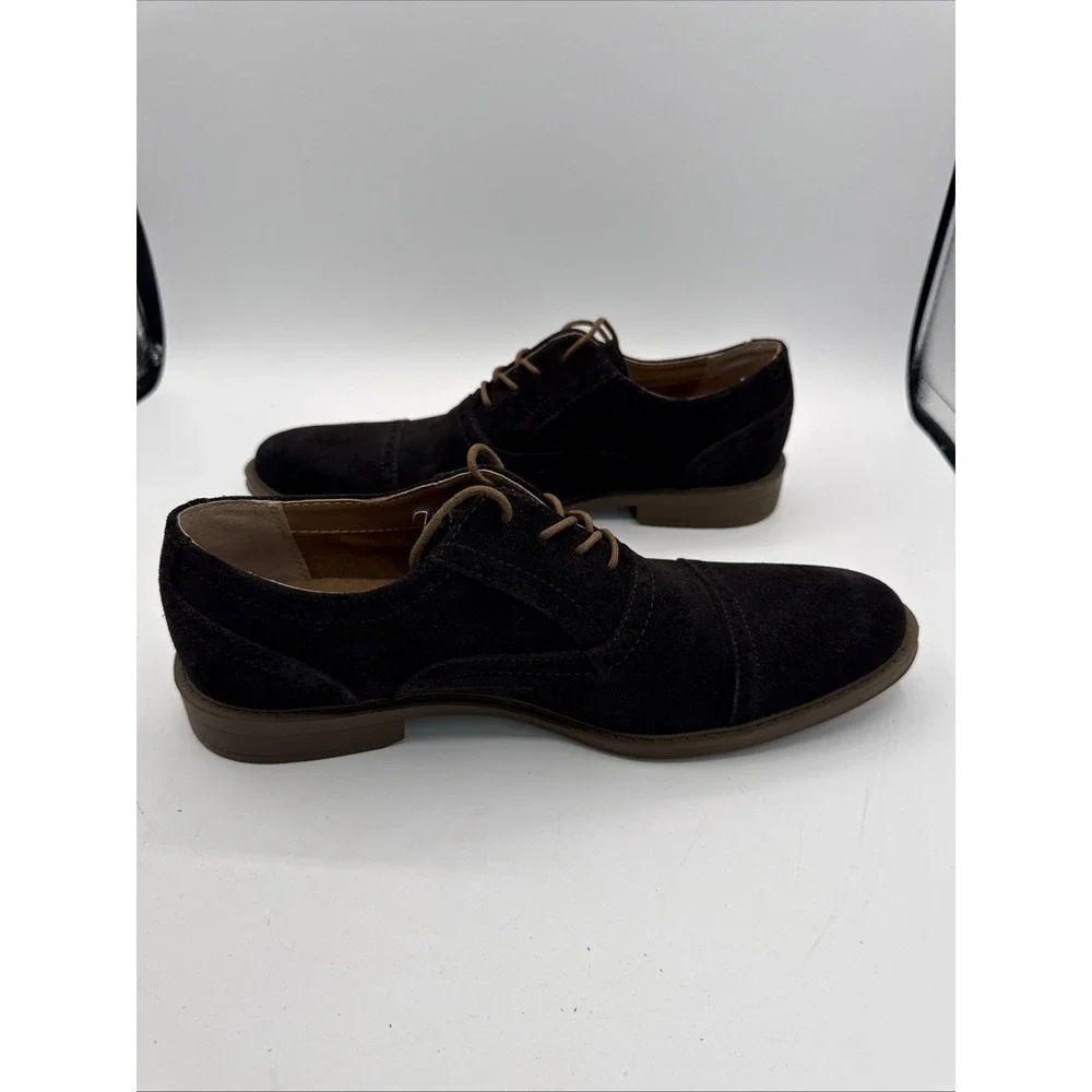 Men's Calvin Klein Gaige Solid Brown Suede Oxford Cap Toe Dress Shoe Sz 10 Mint